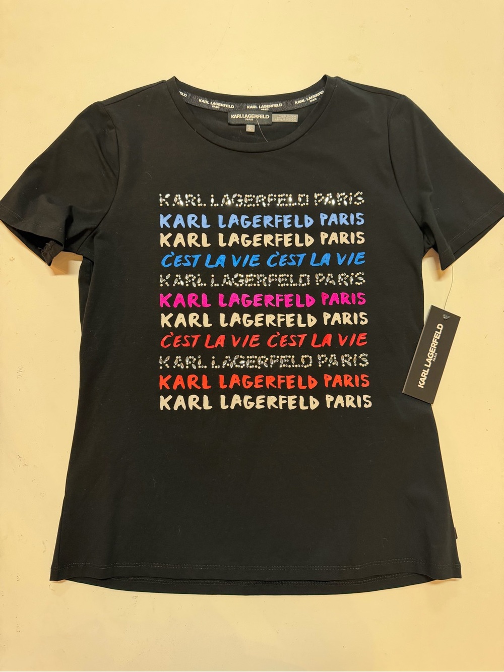 Karl Lagerfeld Black Logo Tee with White Branding
